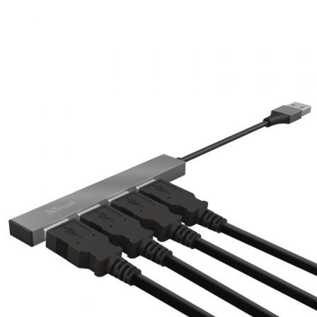 Trust Halyx Hub USB 2.0 de 4 puertos, Aluminio Gris